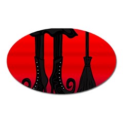 Halloween Black Witch Oval Magnet by Valentinaart