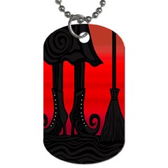 Halloween Black Witch Dog Tag (two Sides) by Valentinaart