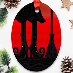 Halloween Black Witch Oval Ornament (two Sides) by Valentinaart