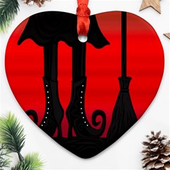 Halloween Black Witch Heart Ornament (2 Sides) by Valentinaart