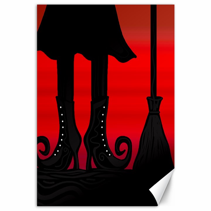 Halloween black witch Canvas 12  x 18  