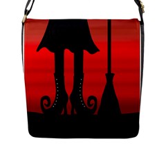 Halloween Black Witch Flap Messenger Bag (l)  by Valentinaart