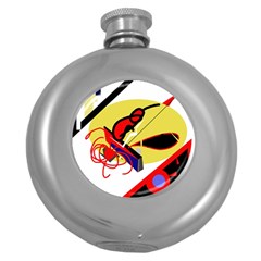 Abstract Art Round Hip Flask (5 Oz) by Valentinaart