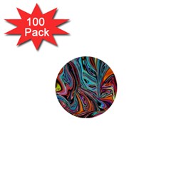 Brilliant Abstract In Blue, Orange, Purple, And Lime-green  1  Mini Buttons (100 Pack)  by digitaldivadesigns