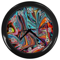 Brilliant Abstract In Blue, Orange, Purple, And Lime-green  Wall Clocks (black) by digitaldivadesigns