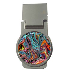 Brilliant Abstract In Blue, Orange, Purple, And Lime-green  Money Clips (round)  by digitaldivadesigns