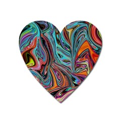 Brilliant Abstract In Blue, Orange, Purple, And Lime-green  Heart Magnet by digitaldivadesigns