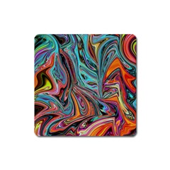 Brilliant Abstract In Blue, Orange, Purple, And Lime-green  Square Magnet by digitaldivadesigns