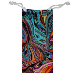 Brilliant Abstract In Blue, Orange, Purple, And Lime-green  Jewelry Bags by digitaldivadesigns