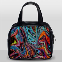 Brilliant Abstract In Blue, Orange, Purple, And Lime-green  Classic Handbags (2 Sides) by digitaldivadesigns