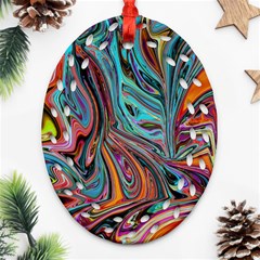 Brilliant Abstract In Blue, Orange, Purple, And Lime-green  Ornament (oval Filigree)  by digitaldivadesigns