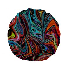 Brilliant Abstract In Blue, Orange, Purple, And Lime-green  Standard 15  Premium Round Cushions by digitaldivadesigns