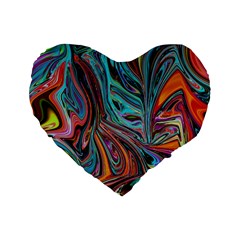 Brilliant Abstract In Blue, Orange, Purple, And Lime-green  Standard 16  Premium Heart Shape Cushions by digitaldivadesigns