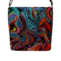 Brilliant Abstract In Blue, Orange, Purple, And Lime-green  Flap Messenger Bag (l)  by digitaldivadesigns