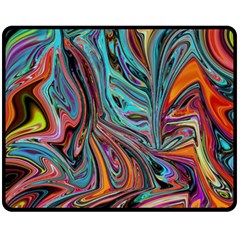 Brilliant Abstract In Blue, Orange, Purple, And Lime-green  Double Sided Fleece Blanket (medium)  by digitaldivadesigns