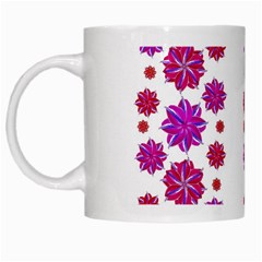 Vertical Stripes Floral Pattern Collage White Mugs by dflcprints