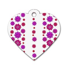 Vertical Stripes Floral Pattern Collage Dog Tag Heart (one Side) by dflcprints