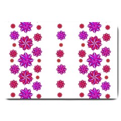 Vertical Stripes Floral Pattern Collage Large Doormat  by dflcprints