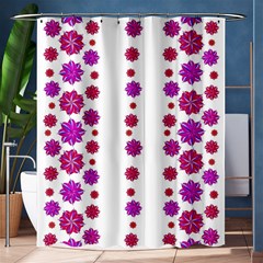 Vertical Stripes Floral Pattern Collage Shower Curtain 60  X 72  (medium)  by dflcprints