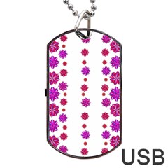 Vertical Stripes Floral Pattern Collage Dog Tag Usb Flash (two Sides)  by dflcprints