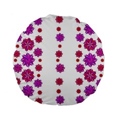 Vertical Stripes Floral Pattern Collage Standard 15  Premium Round Cushions by dflcprints