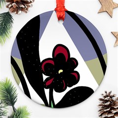 Black Flower Ornament (round)  by Valentinaart