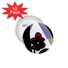 Black Flower 1 75  Buttons (10 Pack) by Valentinaart