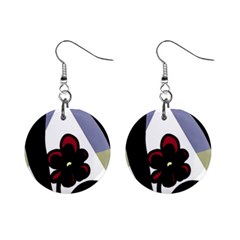 Black Flower Mini Button Earrings by Valentinaart