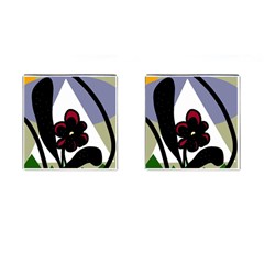 Black Flower Cufflinks (square) by Valentinaart