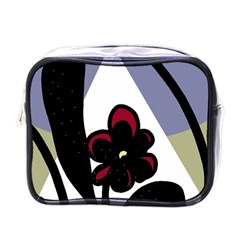 Black Flower Mini Toiletries Bags by Valentinaart