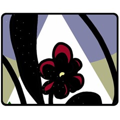 Black Flower Fleece Blanket (medium)  by Valentinaart