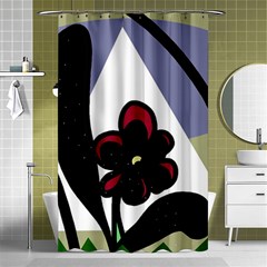 Black Flower Shower Curtain 48  X 72  (small)  by Valentinaart