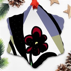 Black Flower Snowflake Ornament (2-side) by Valentinaart