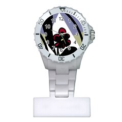 Black Flower Plastic Nurses Watch by Valentinaart