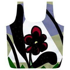 Black Flower Full Print Recycle Bags (l)  by Valentinaart