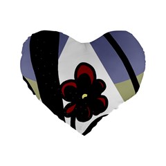 Black Flower Standard 16  Premium Flano Heart Shape Cushions by Valentinaart