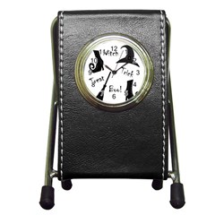 Halloween Witch Pen Holder Desk Clocks by Valentinaart