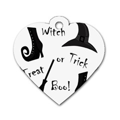 Halloween Witch Dog Tag Heart (one Side) by Valentinaart