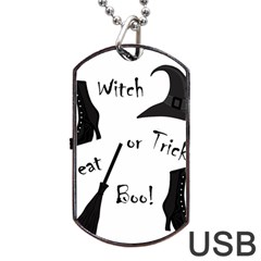 Halloween Witch Dog Tag Usb Flash (two Sides)  by Valentinaart