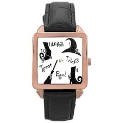 Halloween Witch Rose Gold Leather Watch  by Valentinaart