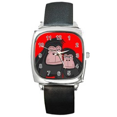 Gorillas Square Metal Watch by Valentinaart