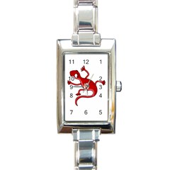 Red Lizard Rectangle Italian Charm Watch by Valentinaart