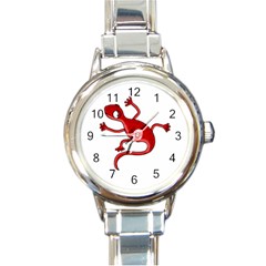 Red Lizard Round Italian Charm Watch by Valentinaart