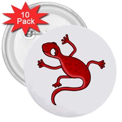 Red Lizard 3  Buttons (10 Pack)  by Valentinaart