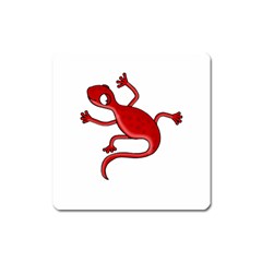 Red Lizard Square Magnet by Valentinaart