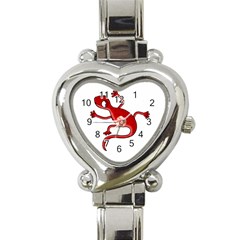 Red Lizard Heart Italian Charm Watch by Valentinaart