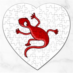 Red Lizard Jigsaw Puzzle (heart) by Valentinaart