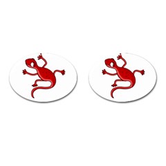 Red Lizard Cufflinks (oval) by Valentinaart