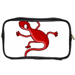 Red Lizard Toiletries Bags by Valentinaart