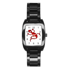 Red Lizard Stainless Steel Barrel Watch by Valentinaart